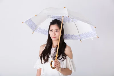 白い日傘は涼しげで春夏のファッションにぴったり