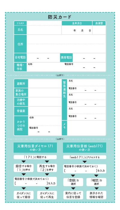 家族全員分をコピーして記入後、いつも持ち歩くようにしましょう