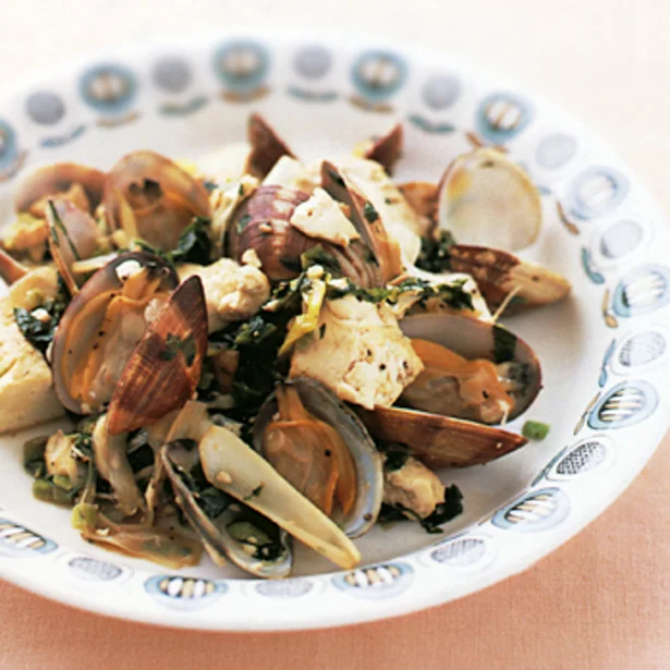 「あさりと豆腐の高菜炒め」