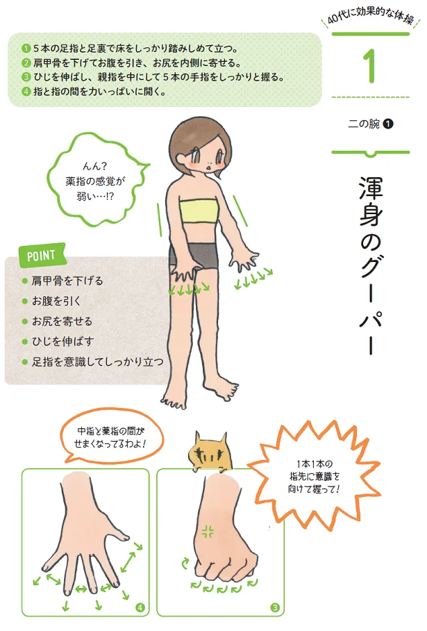 「二の腕が垂れてワキがたる～んは渾身のグーパーで撃退！」あぶら身をごっそり落とす40代からのきくち体操(8)【連載】