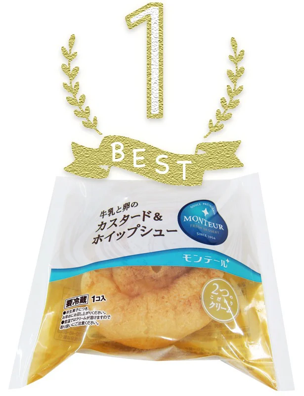 第1位の「牛乳と卵のカスタード&ホイップシュー」