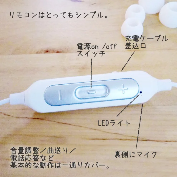 リモコンはとってもシンプル。必要な機能が一通り揃ってます。