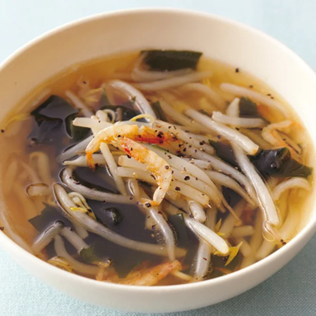 「もやしとわかめの中華スープ」
