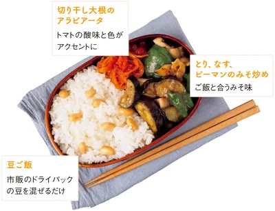 角田真秀さんの「がんばり過ぎない豆混ぜご飯弁当」