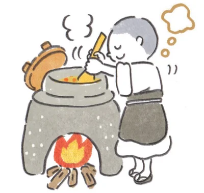 鍋をかき回すことで、瞑想ができる