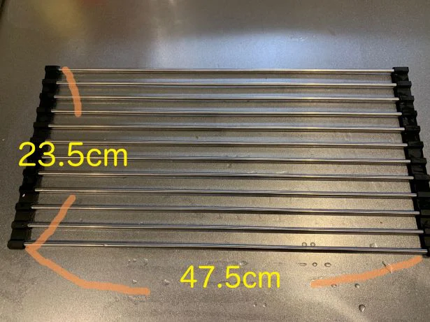 【画像】キッチンをスッキリ清潔にさせることが可能な「たためる水切り」のサイズ