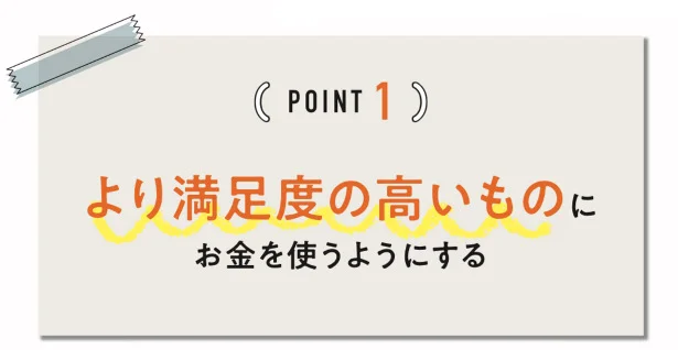 POINT1▷より満足度の高いものにお金を使うようにする