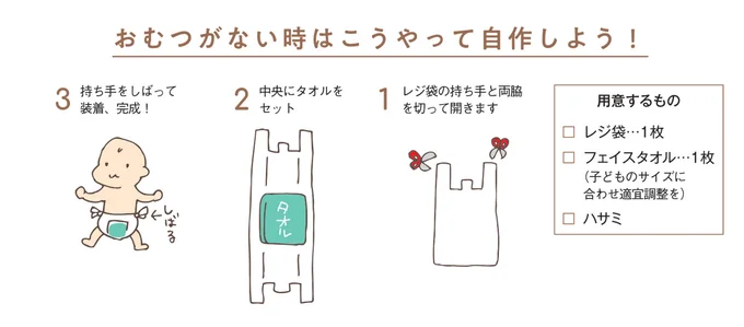 【画像】おむつがない時は、こうすれば自分で作れるんです!