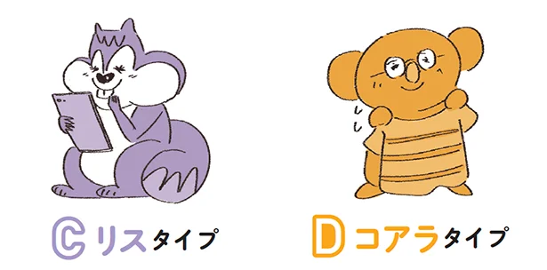 慎重派のコアラ&リスタイプは?