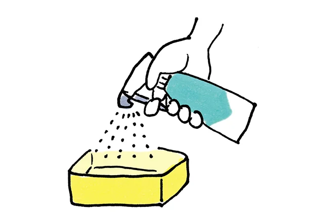 弁当箱や水筒には、スプレー洗剤をシュシュッとするだけ!