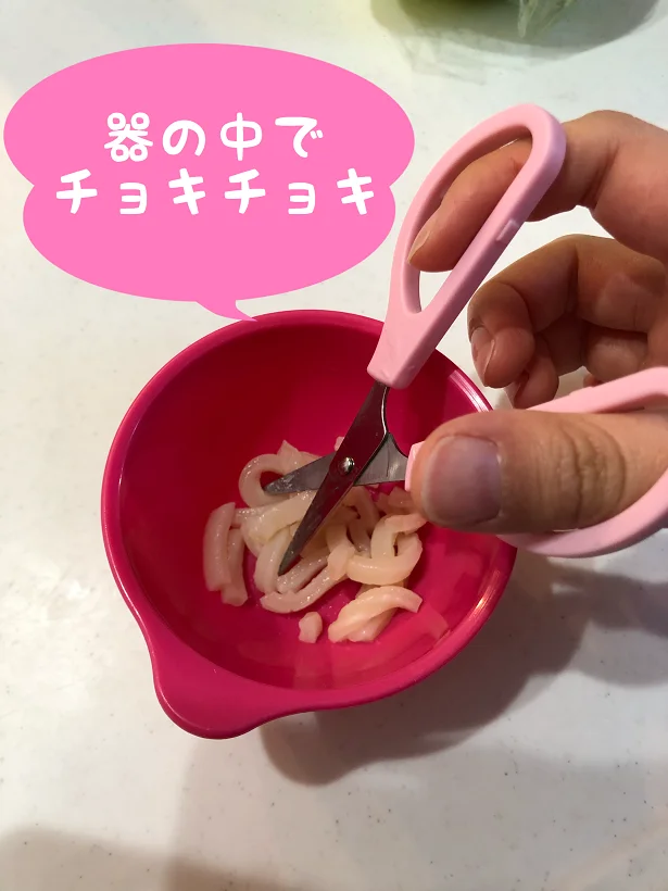 【画像】お皿で食材をザクザクカット☆