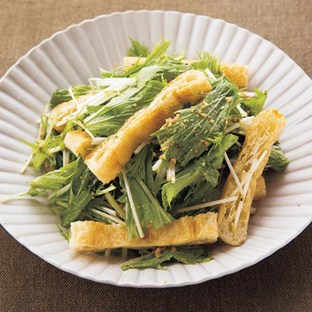 ごまのこうばしい香りで食欲増進！「水菜と油揚げのサラダ」