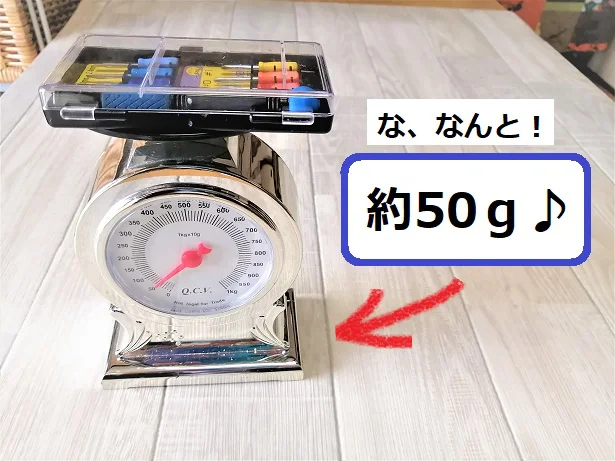 「計量はかり」で量ると、なんと！ 約50g