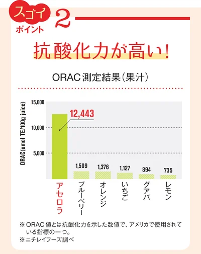 アセロラは抗酸化力も◎