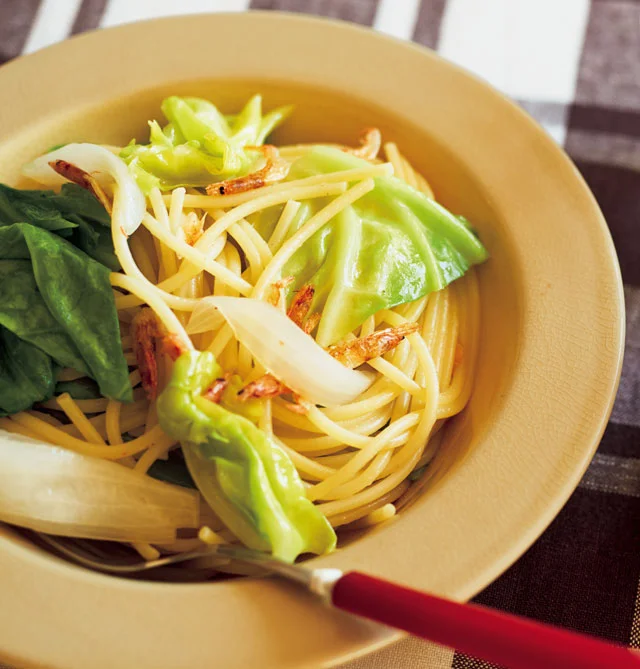 春野菜と桜えびのパスタ