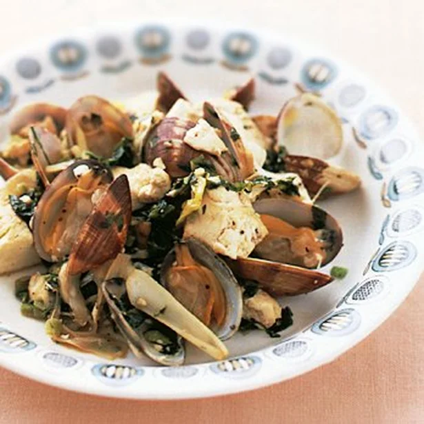 「あさりと豆腐の高菜炒め」