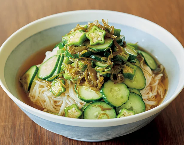 きゅうりたっぷりヌメヌメだし風そうめん