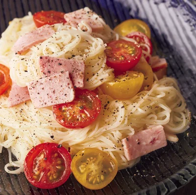 ミニトマトとハムのマリネそうめん