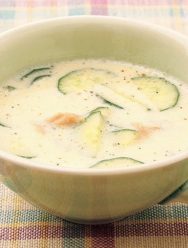 【画像を見る】ツナ缶の冷製豆乳スープ 