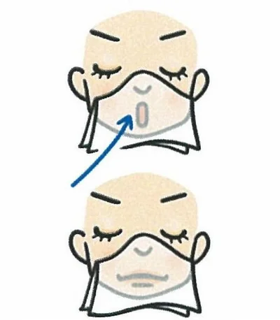 口から息を吸い、口をしっかり閉じる