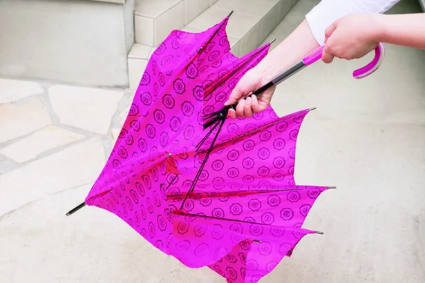 傘のお手入れの基本は、表面の水けをよく切ること。傘を下に向け、軽く開いたり閉じたりを2～3回繰り返して