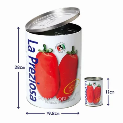 食後はインテリアとしても活躍しそうな巨大なトマト缶