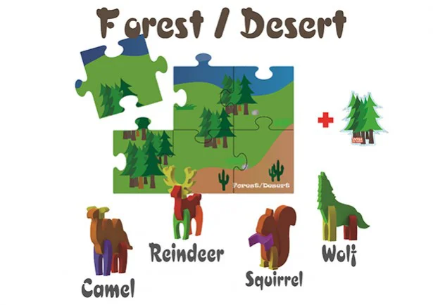 「アップサイズ3Dパズル コレクティブル・アニマルズ」シリーズ、「Forest/Desert」