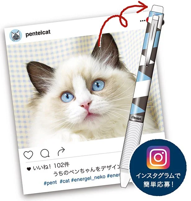 投稿された写真をもとに、デザイナーが猫の柄をイメージした「ねこなペン」を制作
