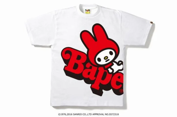 MY MELODY ON BAPE® TEE　メンズ、レディース9000円（税抜） キッズ6200円（税抜）