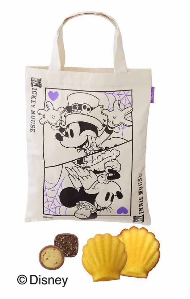 【写真を見る】“ディズニー”トート(4種10個入)1400円（税抜）2種類のクッキーとマドレーヌを、A4サイズが入るトートバッグに。販売期間2016年9月1日～10月31日。