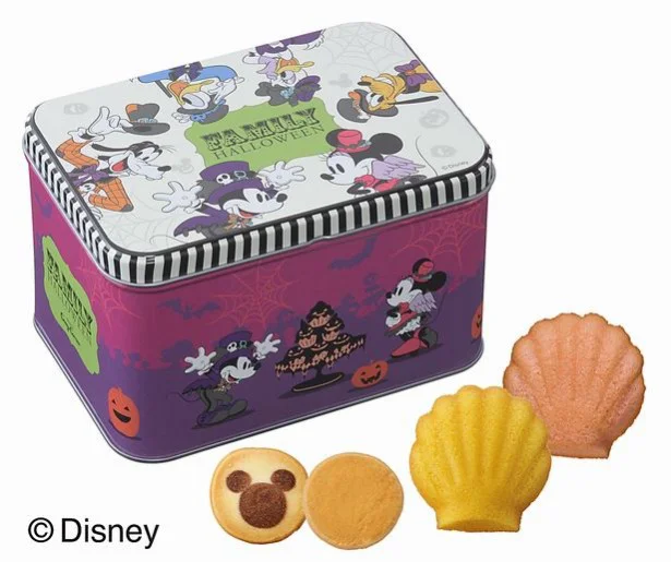 “ディズニー”缶(4種11個入) 900円（税抜）マドレーヌとクッキーを、ディズニー・デザインのギフト缶に詰め合わせ。販売期間2016年9月1日～10月31日。