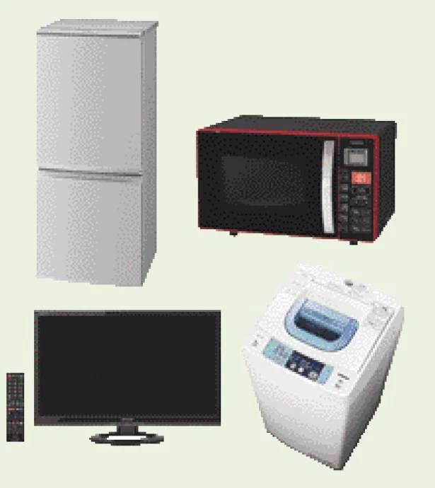 基本プランは、冷蔵庫と洗濯機のセットで月額2,600円~。電子レンジ、テレビを加えた4点セットでも月額4,700円