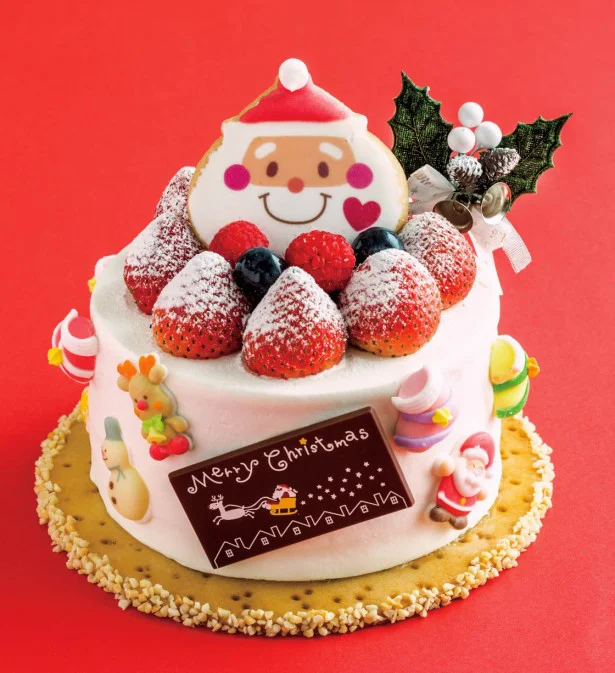 【写真を見る】サンタの笑顔が可愛いスペシャルケーキ　クリスマス・シフォン3500円