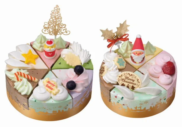 「クリスマスパレット6」はキラキラのゴールドのツリーピック、「パレット4」はヒイラギピックつき