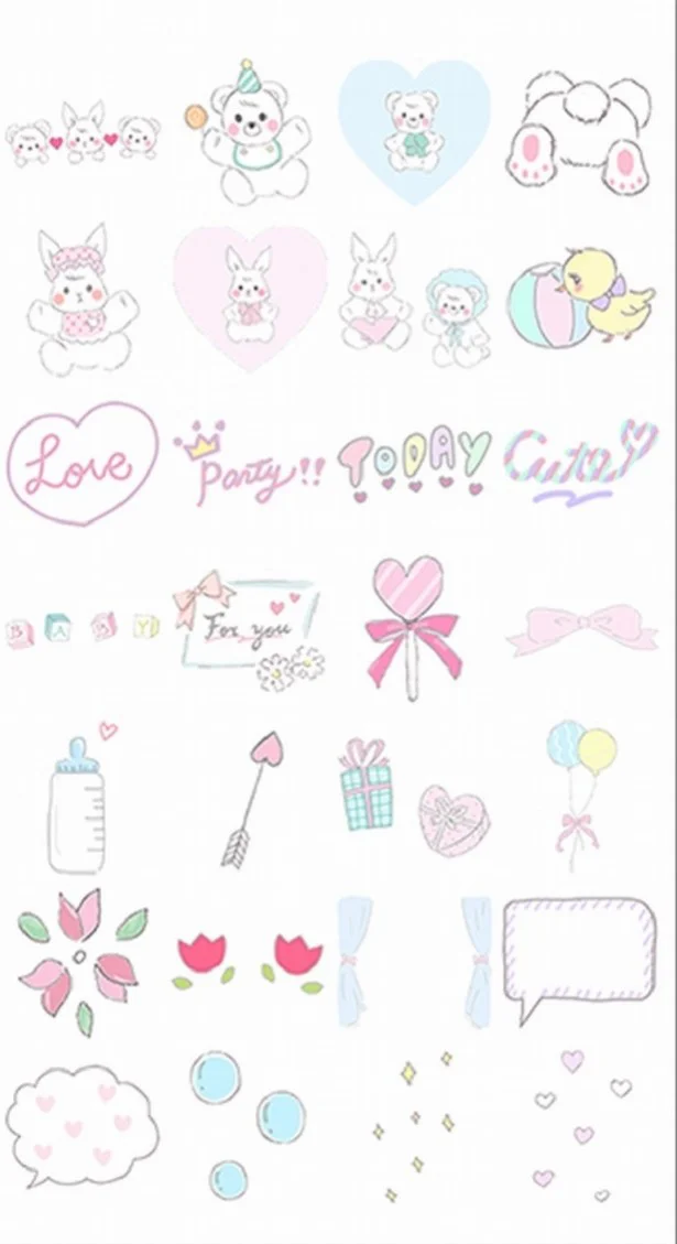 【写真を見る】子どもやペットの写真と相性がよさそうなスタンプがたくさん