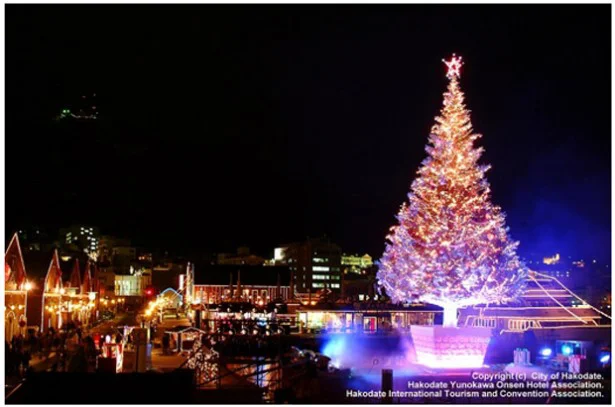 第2位の『はこだてクリスマスファンタジー』。毎日18時に花火とともに海に浮かぶツリーが点灯！
