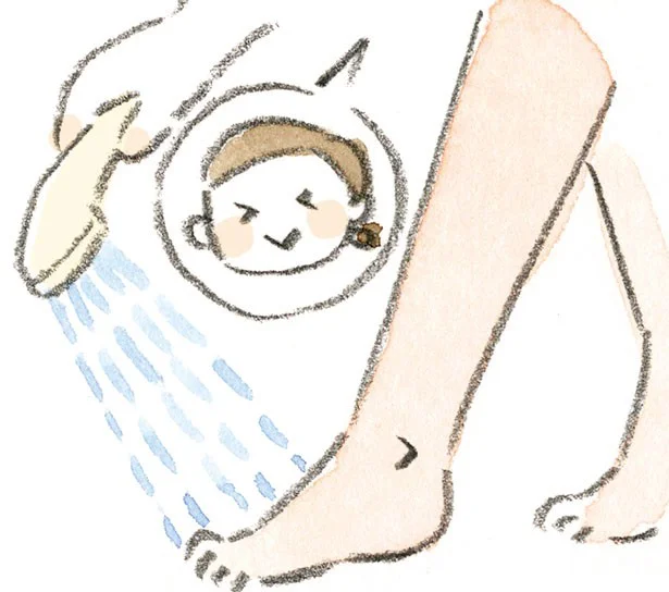 お風呂で温まったあと、足先に冷水をかけて 冷えを改善