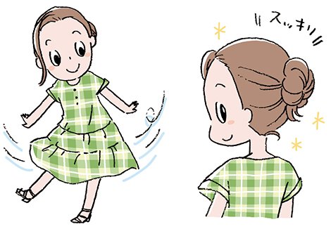 熱の籠もらないヘアスタイル&服で