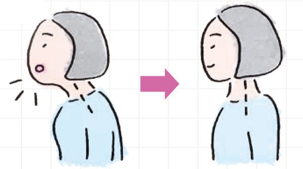 あごを引いて首をまっすぐ保つ姿勢