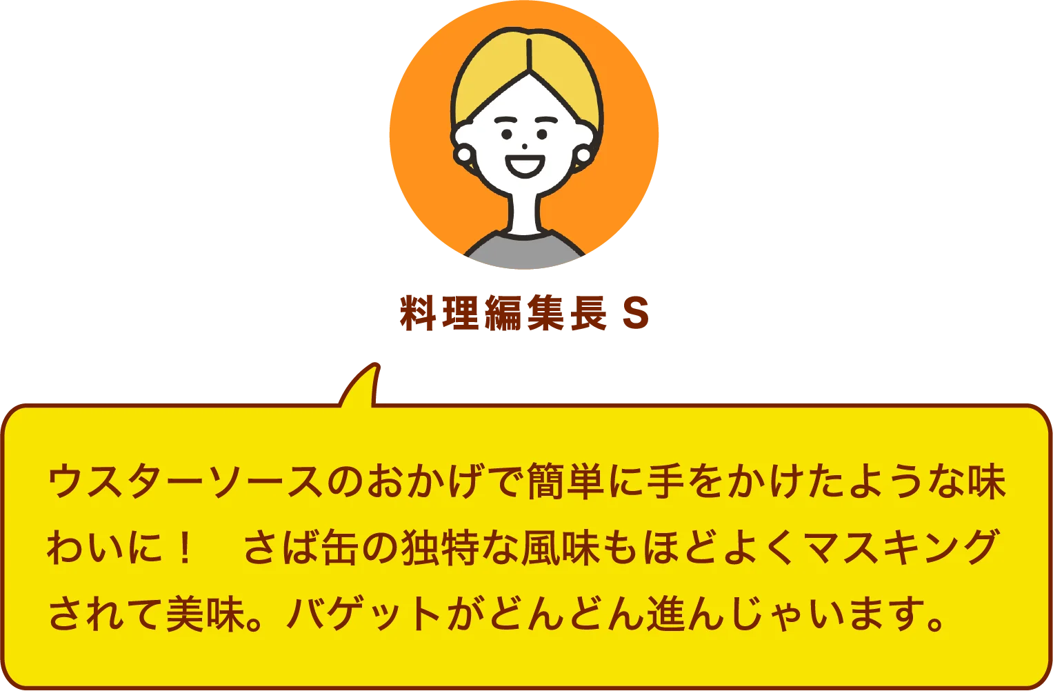 ウスターソースのおかげで簡単に手をかけたような味わいに！　さば缶の独特な風味もほどよくマスキングされて美味。バゲットがどんどん進んじゃいます。