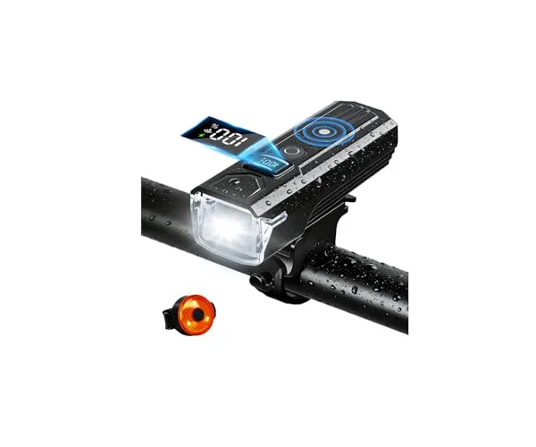自転車 ライト 【2000LM超高輝度 & 自動点灯】 Type-C充電式 IPX6防水 光センサー搭載 180°照明角度 デジタル残量表示 取り付け簡単 小型…