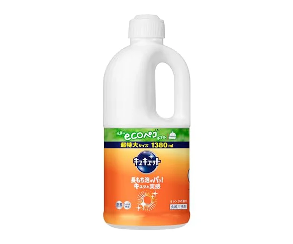 キュキュット 【大容量】 食器用洗剤 長もち泡がパッ! キュッと実感! オレンジの香り 詰替え用 1380ml