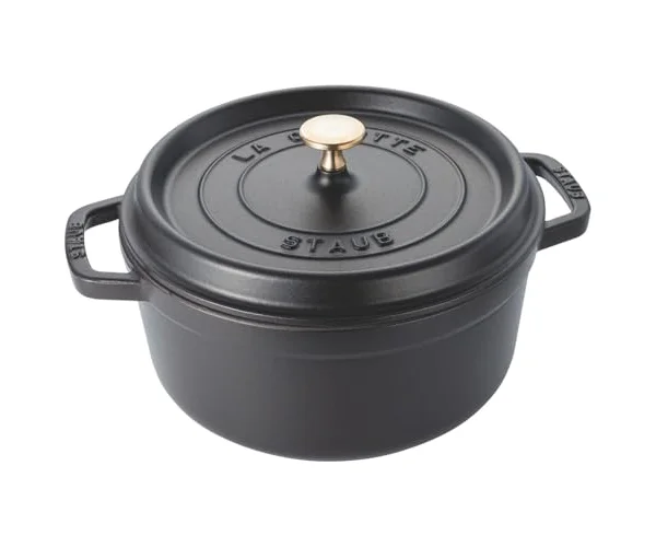 staub ストウブ 「 ピコ ココット ラウンド ブラック 24cm 」 大きい 両手 鋳物 ホーロー 鍋 IH対応 【シリアルナンバー付き日本正規販売品】 …