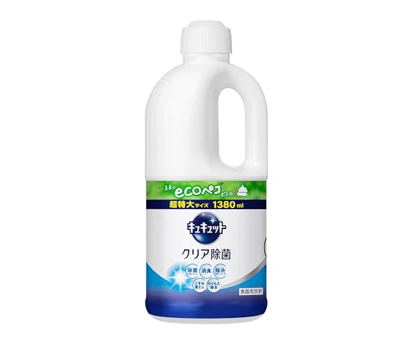 キュキュット 【大容量】 クリア除菌 食器用洗剤 長もち泡がパッ! キュッと実感! グレープフルーツの香り 詰替え用 1380ｍｌ