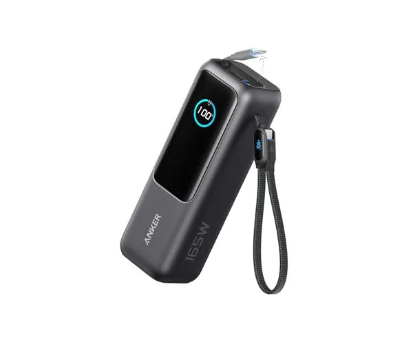 Anker Power Bank (25000mAh, Built-In & 巻取り式USB-Cケーブル) 【PD対応/PSE技術基準適合/USB-C入力対応 …