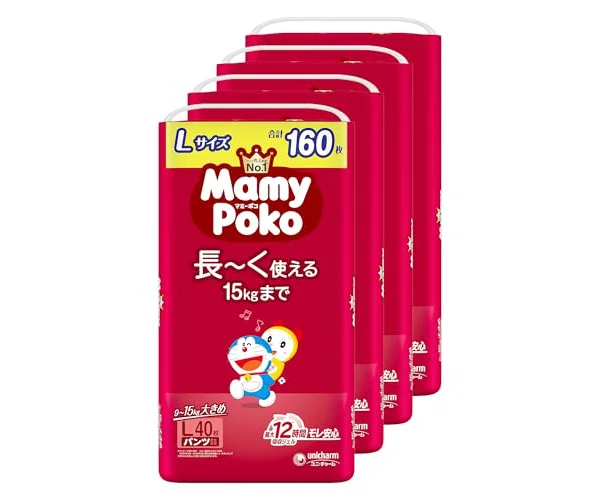 【パンツ Lサイズ】マミーポコ パンツ ドラえもん オムツ (9~15kg)160枚(40枚×4) [ケース品] 【Amazon.co.jp限定】