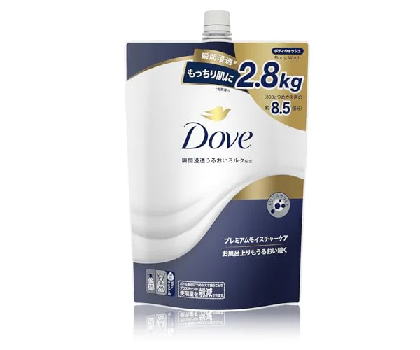 Dove(ダヴ) ボディーソープ プレミアムモイスチャーケア 大容量 詰替 8.5個分 2.8kg 瞬間浸透うるおいミルク トリプルセラミド配合 乾燥肌 保湿 …