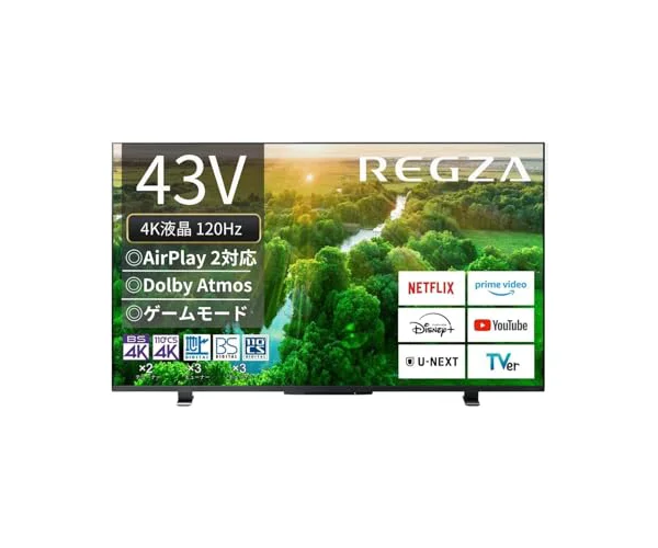 レグザ 43インチ 4K液晶テレビ 43Z570L 4Kチューナー内蔵 外付けHDD 裏番組録画 スマートテレビ (2022年モデル)