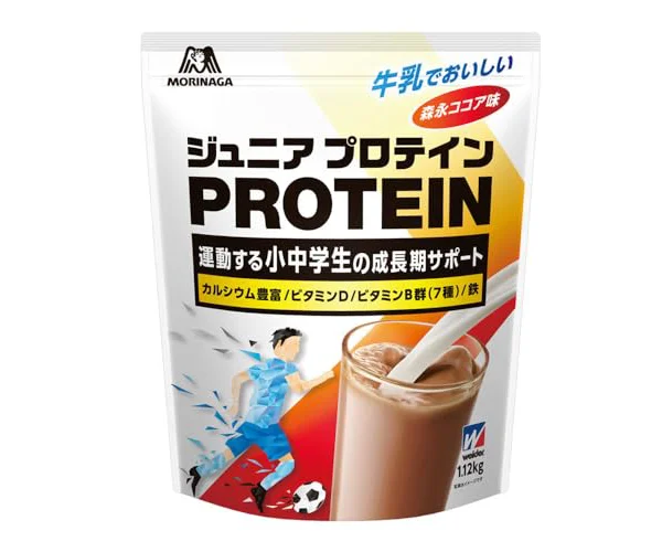 森永製菓 ジュニアプロテイン ココア味 1.12kg ウイダー ソイ ホエイ カルシウム ビタミン 鉄分 合成甘味料不使用 アンチドーピング 国産【Amazon…