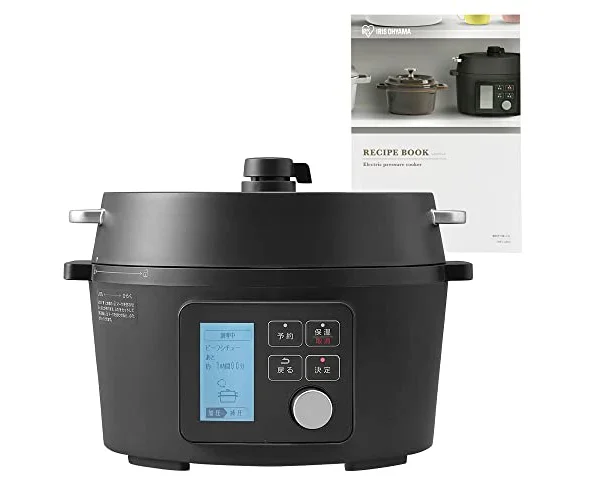 アイリスオーヤマ 電気圧力鍋 4L 3~4人用 グリル鍋 自動メニュー90種類 ガラス蓋付き レシピブック付き